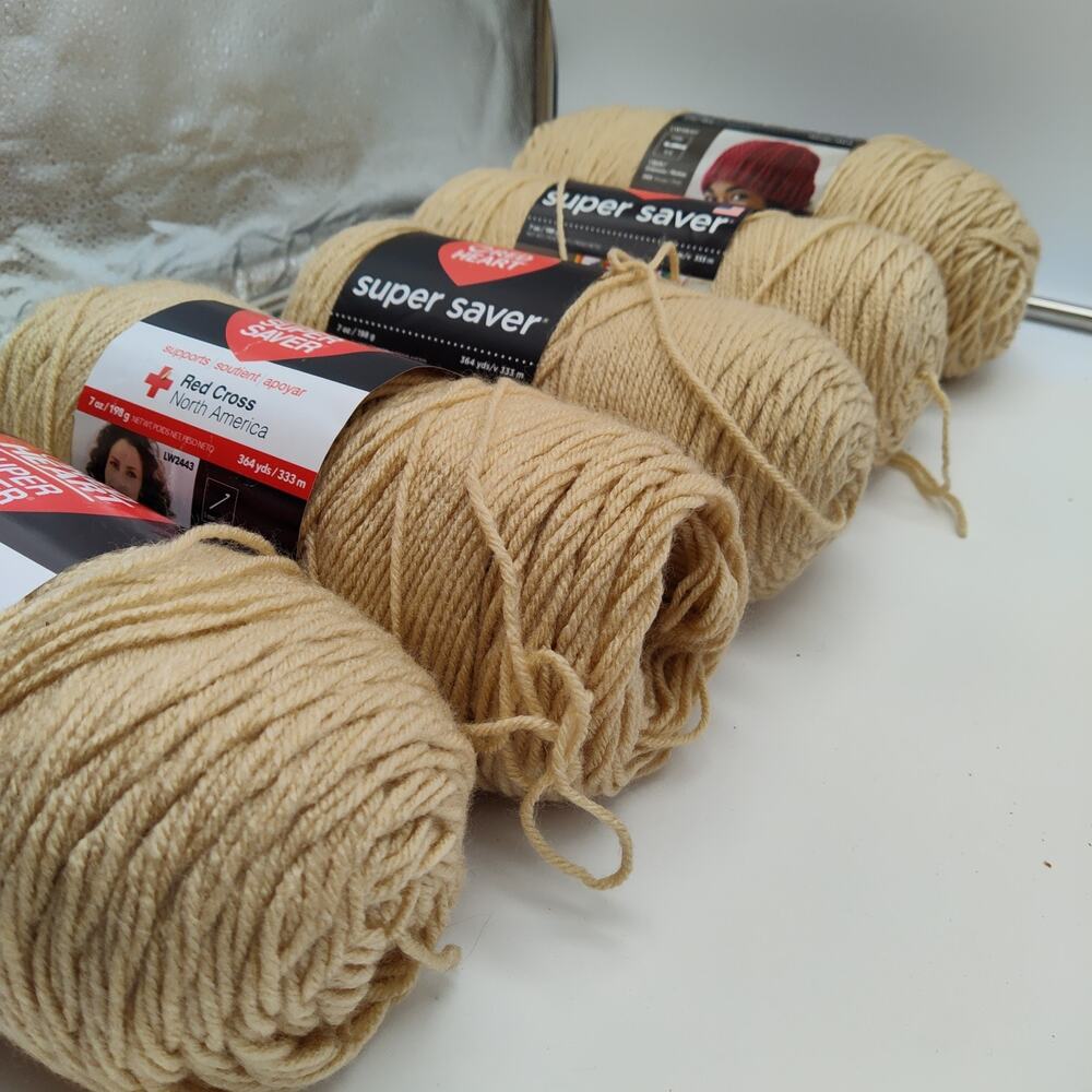 Lot Of 4.75 Red Heart Super Saver Yarn Buff Beige 334 - 8 Oz - Knit Crochet New - Picture 6 of 9